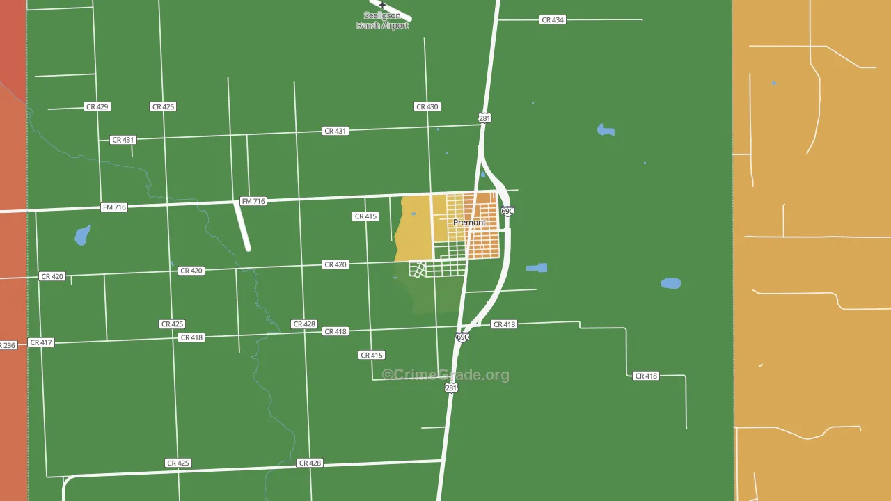 Premont, TX Map of Drug-Related Crime Rates