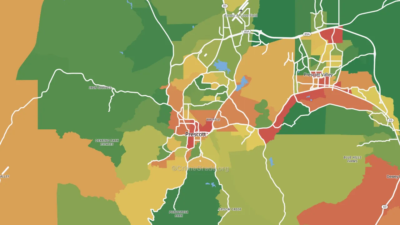 Prescott, AZ Map of Drug-Related Crime Rates