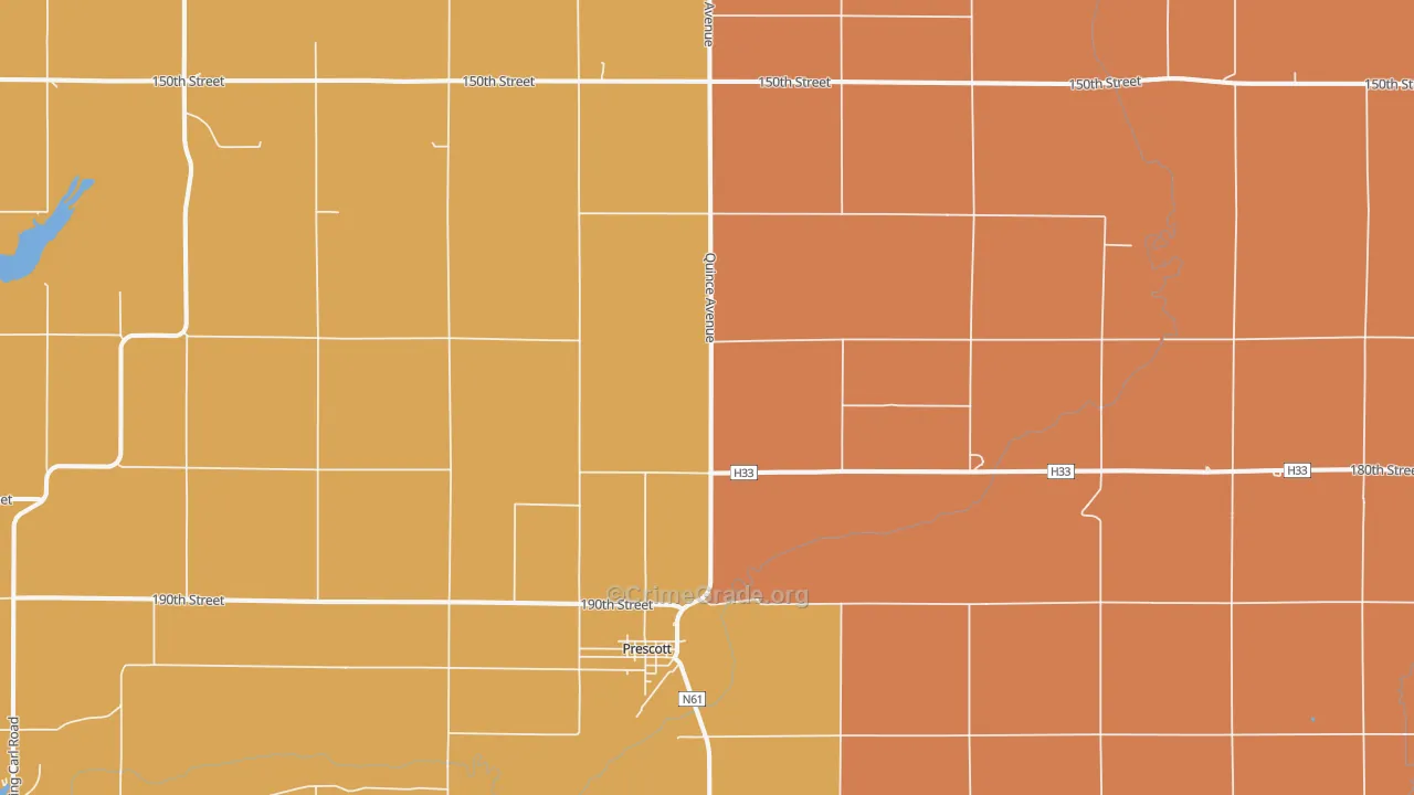 Prescott, IA Map of Drug-Related Crime Rates