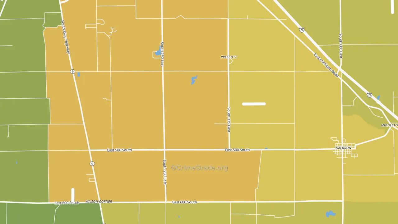 Prescott, IN Map of Drug-Related Crime Rates
