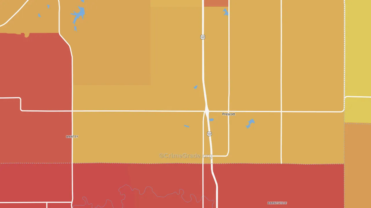 Prescott, KS Map of Drug-Related Crime Rates