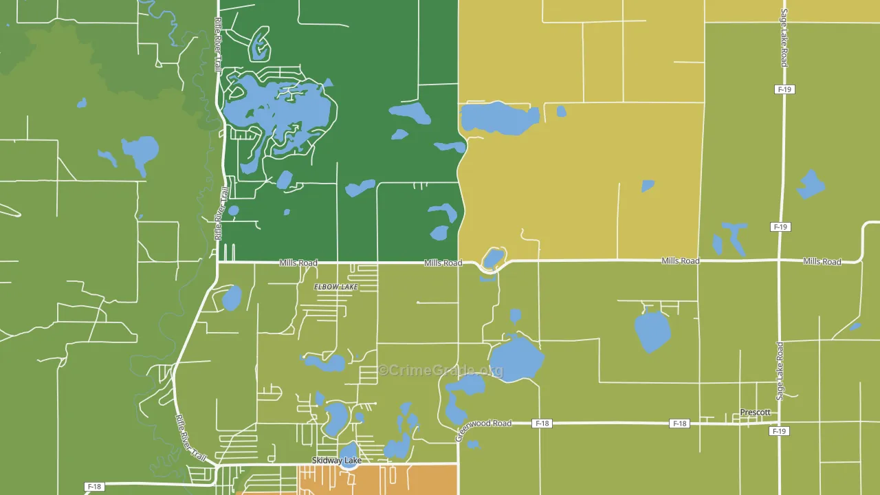 Prescott, MI Map of Drug-Related Crime Rates