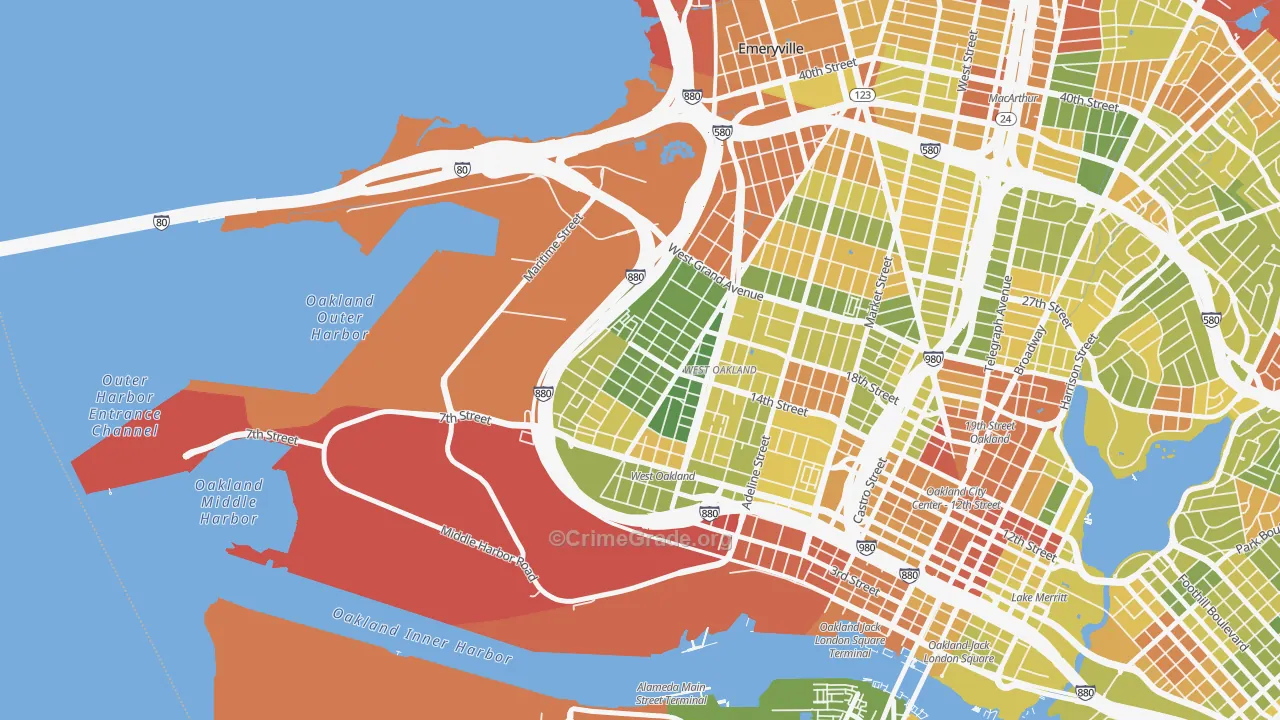Prescott, Oakland, CA Map of Drug-Related Crime Rates