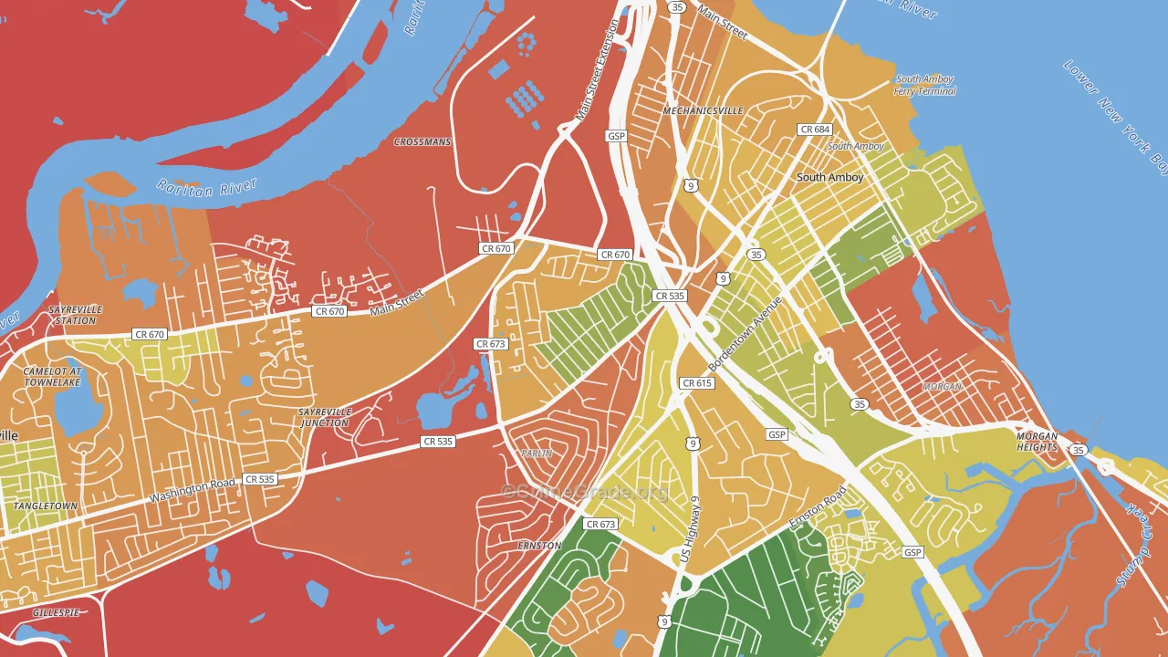 Presidents Park, Parlin, NJ Map of Drug-Related Crime Rates
