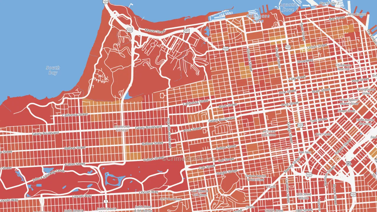 Presidio Heights, San Francisco, CA Map of Drug-Related Crime Rates