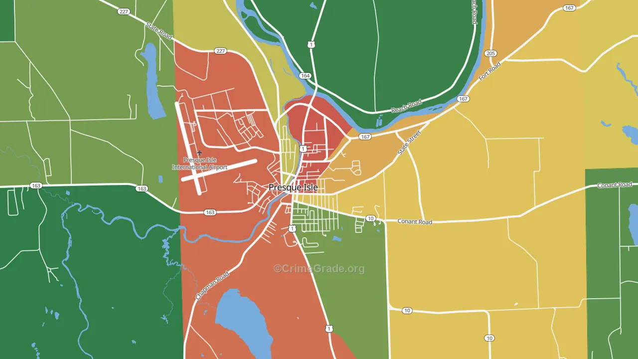 Presque Isle, ME Map of Drug-Related Crime Rates