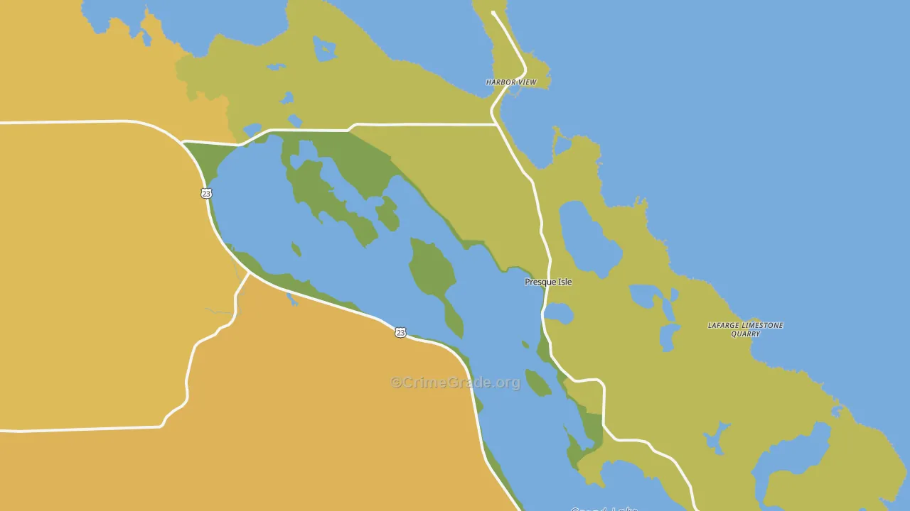 Presque Isle, MI Map of Drug-Related Crime Rates