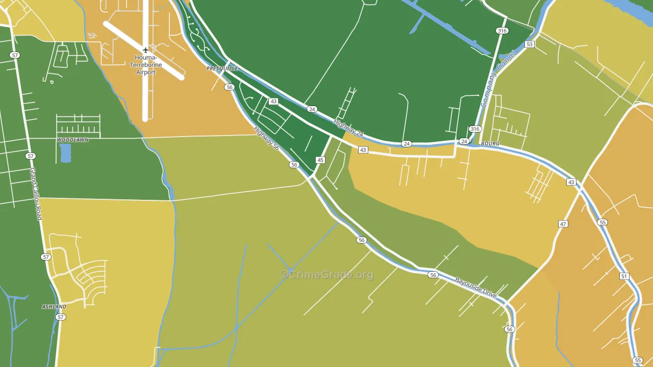 Presquille, LA Map of Drug-Related Crime Rates
