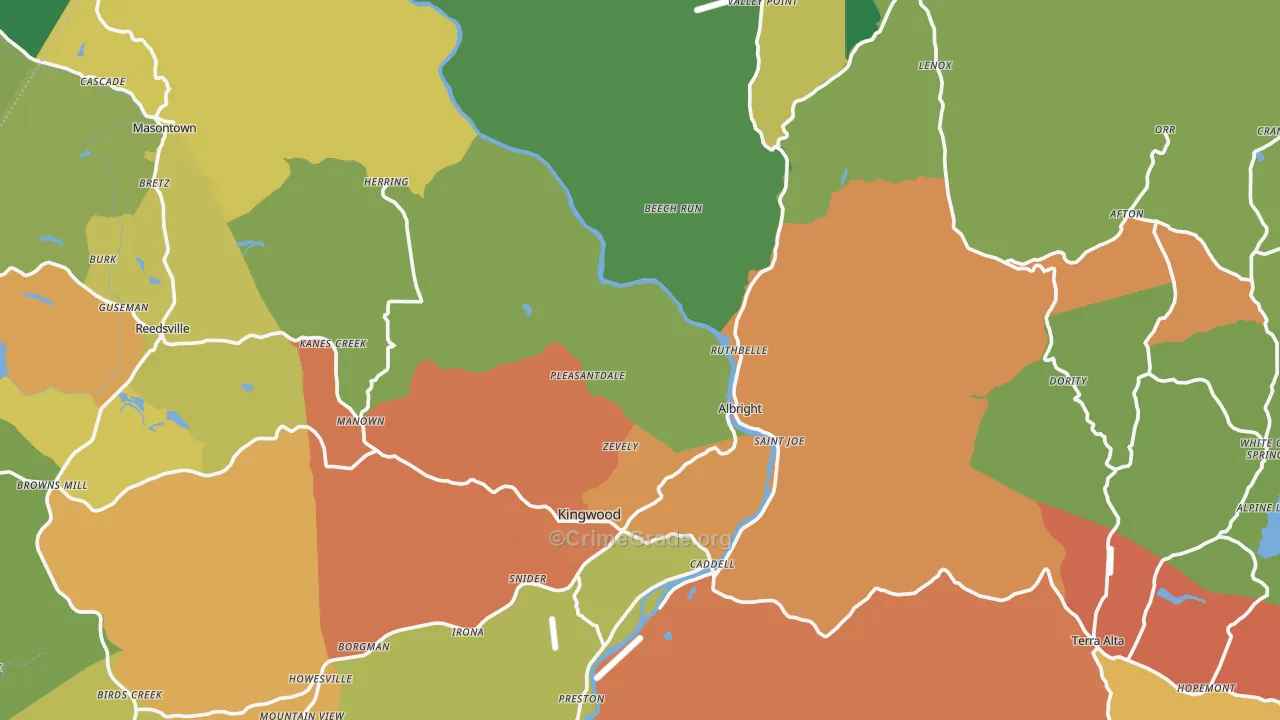 Preston County, WV Map of Drug-Related Crime Rates