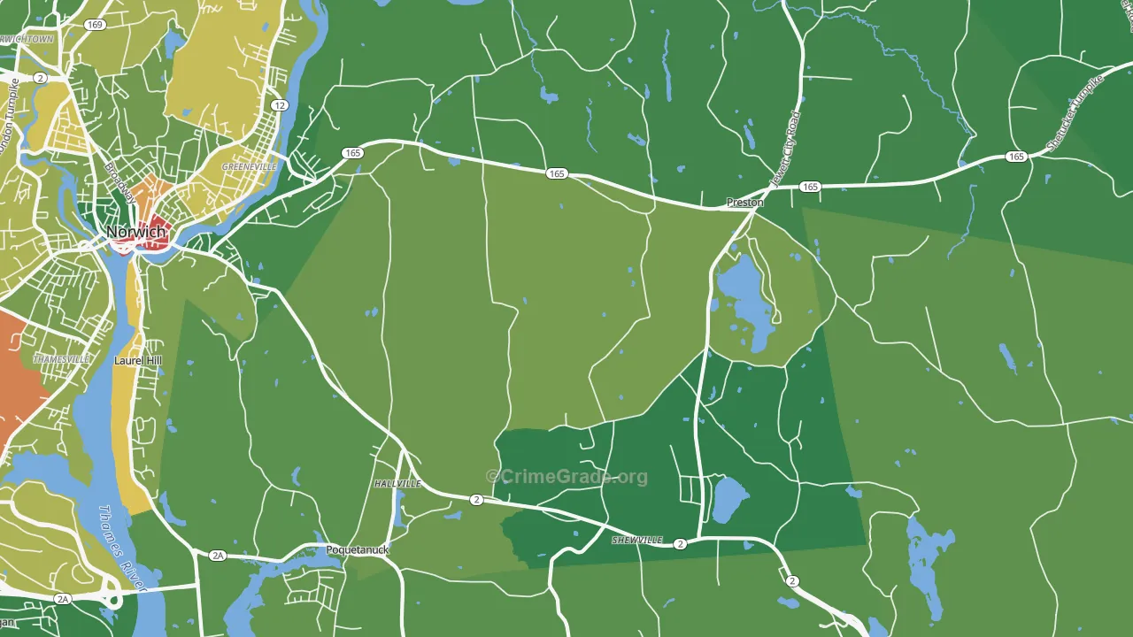 Preston, CT Map of Drug-Related Crime Rates