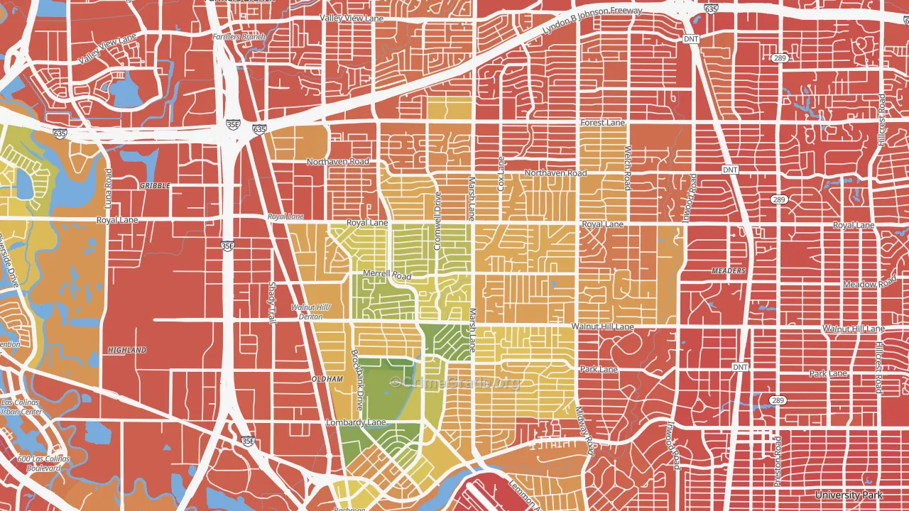 Preston Hollow, Dallas, TX Map of Drug-Related Crime Rates