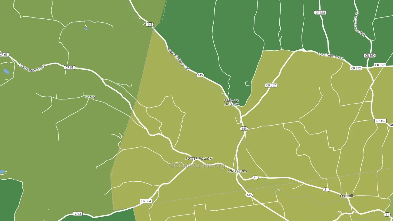 Preston Hollow, NY Map of Drug-Related Crime Rates