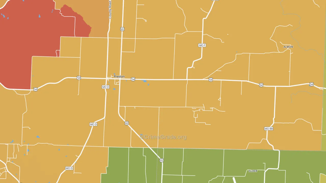 Preston, MO Map of Drug-Related Crime Rates