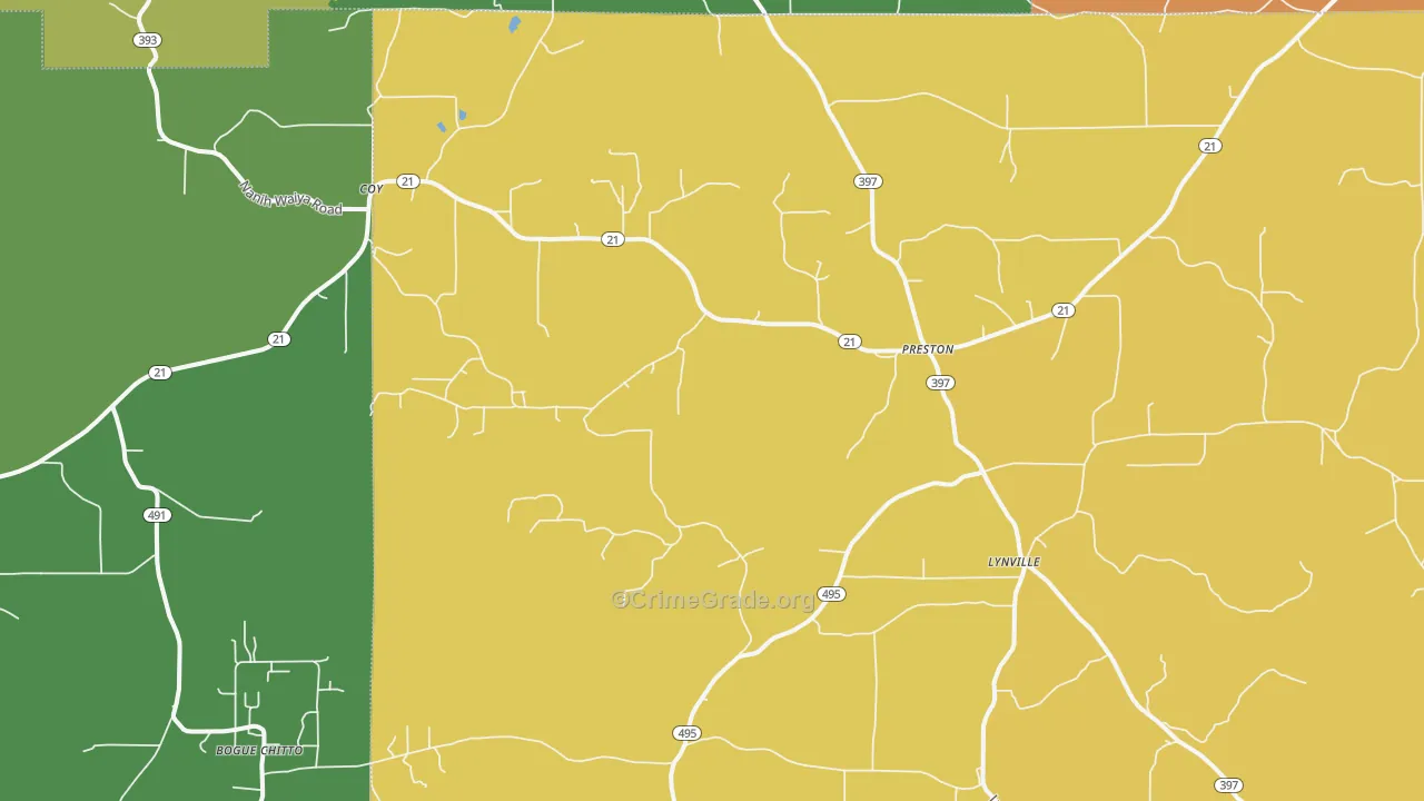 Preston, MS Map of Drug-Related Crime Rates