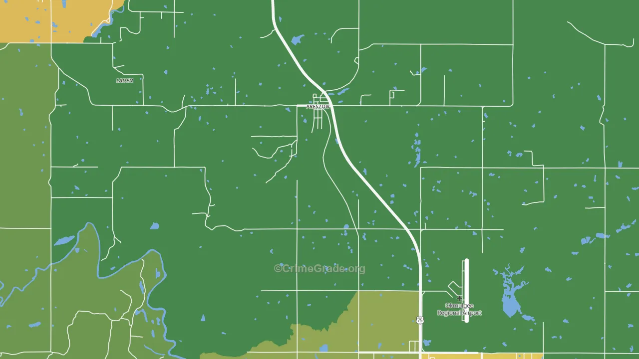 Preston, OK Map of Drug-Related Crime Rates
