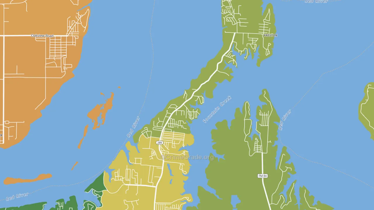Preston, TX Map of Drug-Related Crime Rates