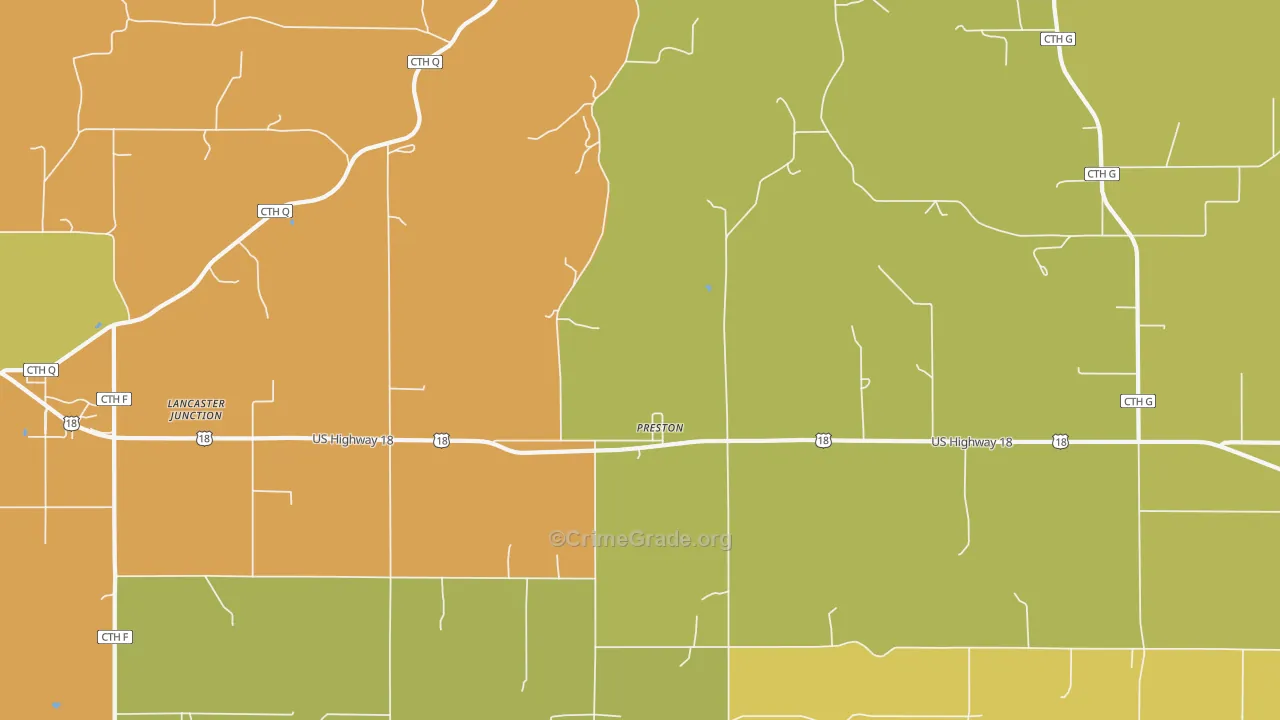 Preston, WI Map of Drug-Related Crime Rates