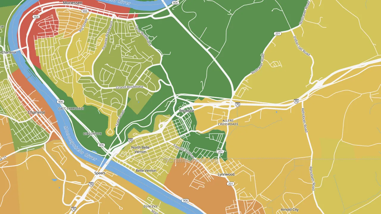 Pricedale, PA Map of Drug-Related Crime Rates