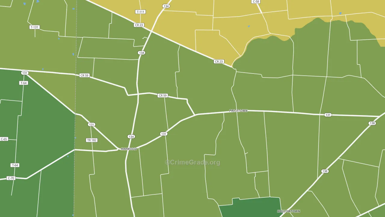 Pricetown, OH Map of Drug-Related Crime Rates