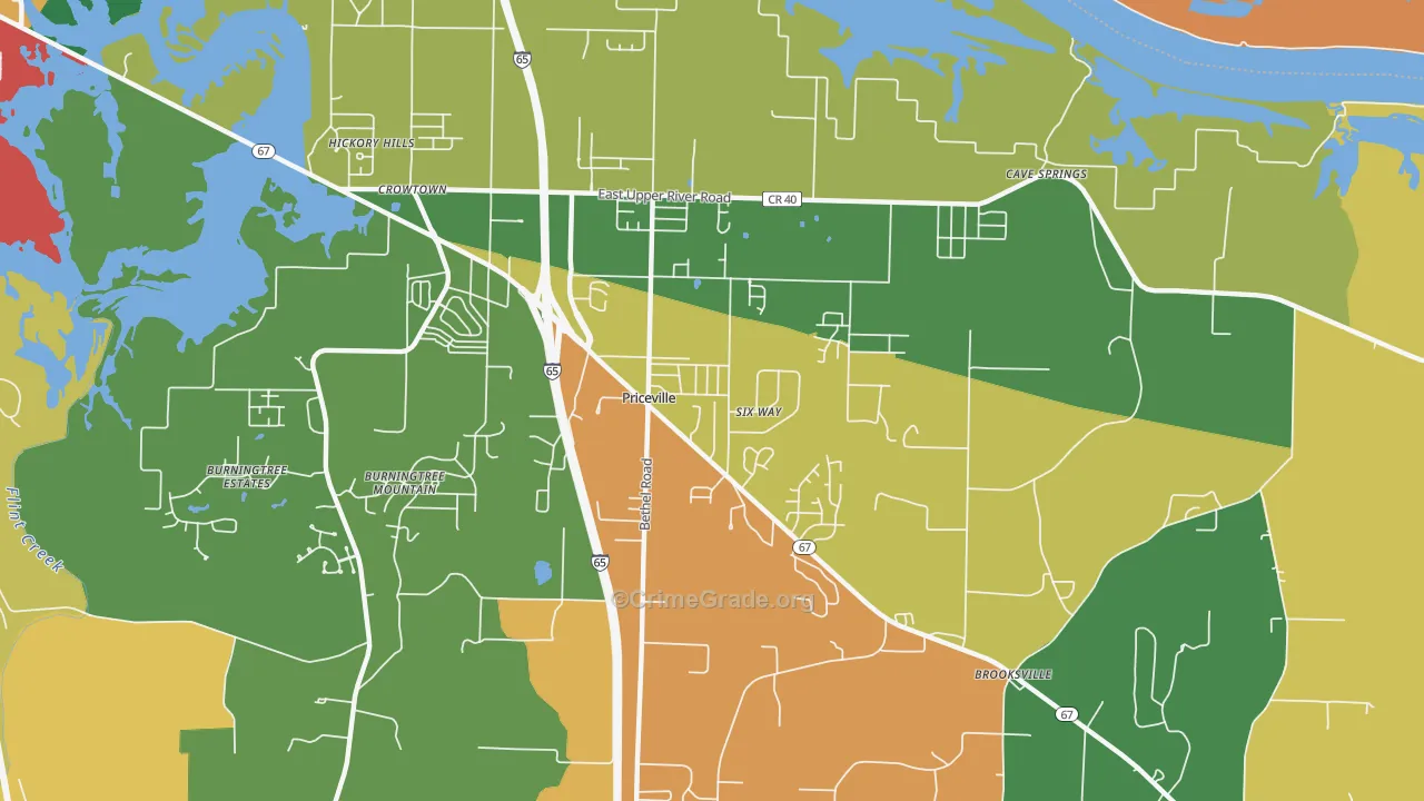 Priceville, AL Map of Drug-Related Crime Rates