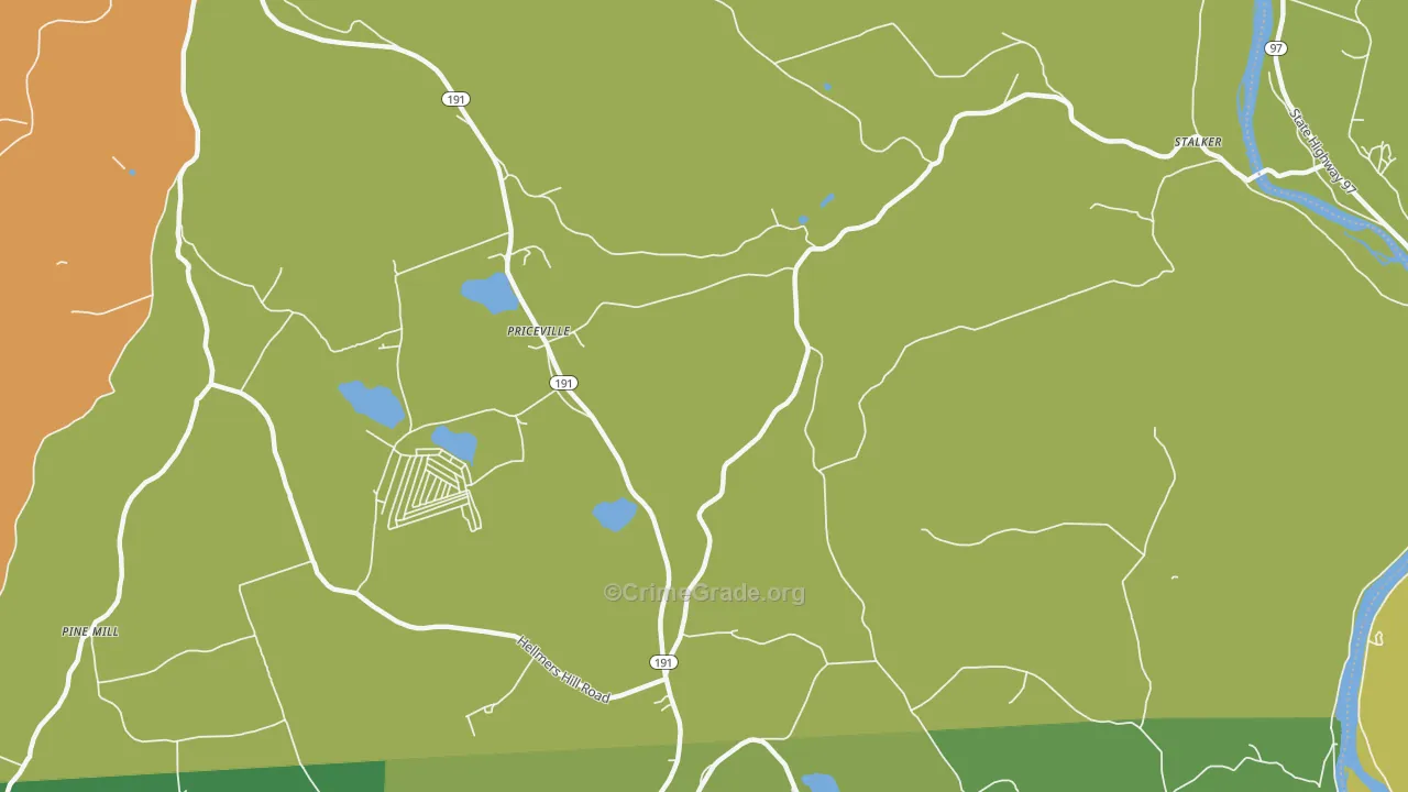 Priceville, PA Map of Drug-Related Crime Rates