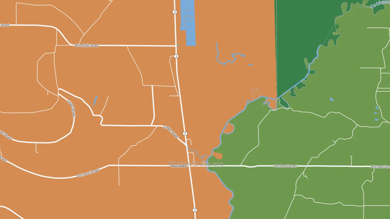 Prichard, MS Map of Drug-Related Crime Rates