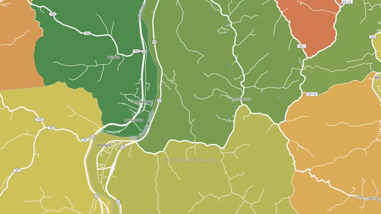 Prichard, WV Map of Drug-Related Crime Rates
