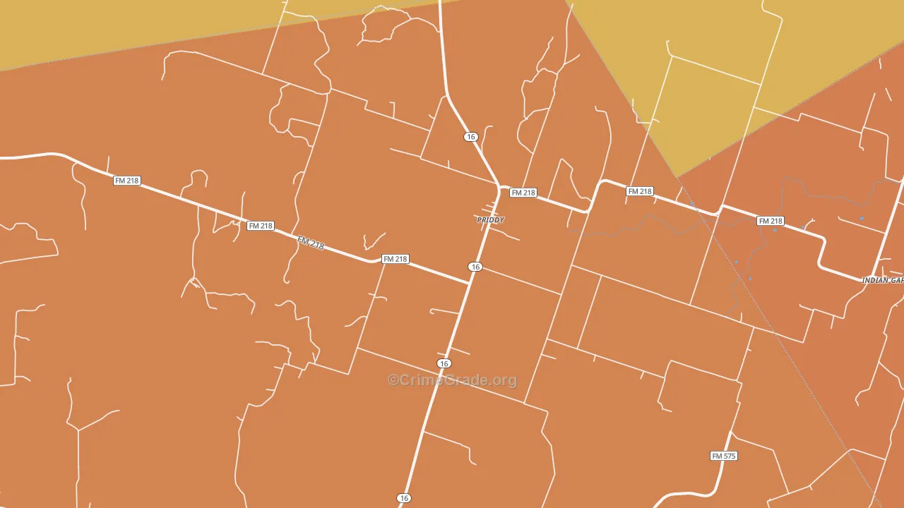 Priddy, TX Map of Drug-Related Crime Rates