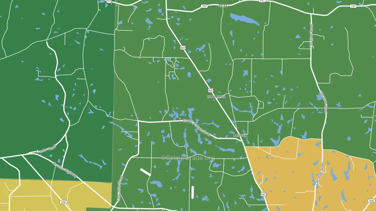 Pridgen, GA Map of Drug-Related Crime Rates