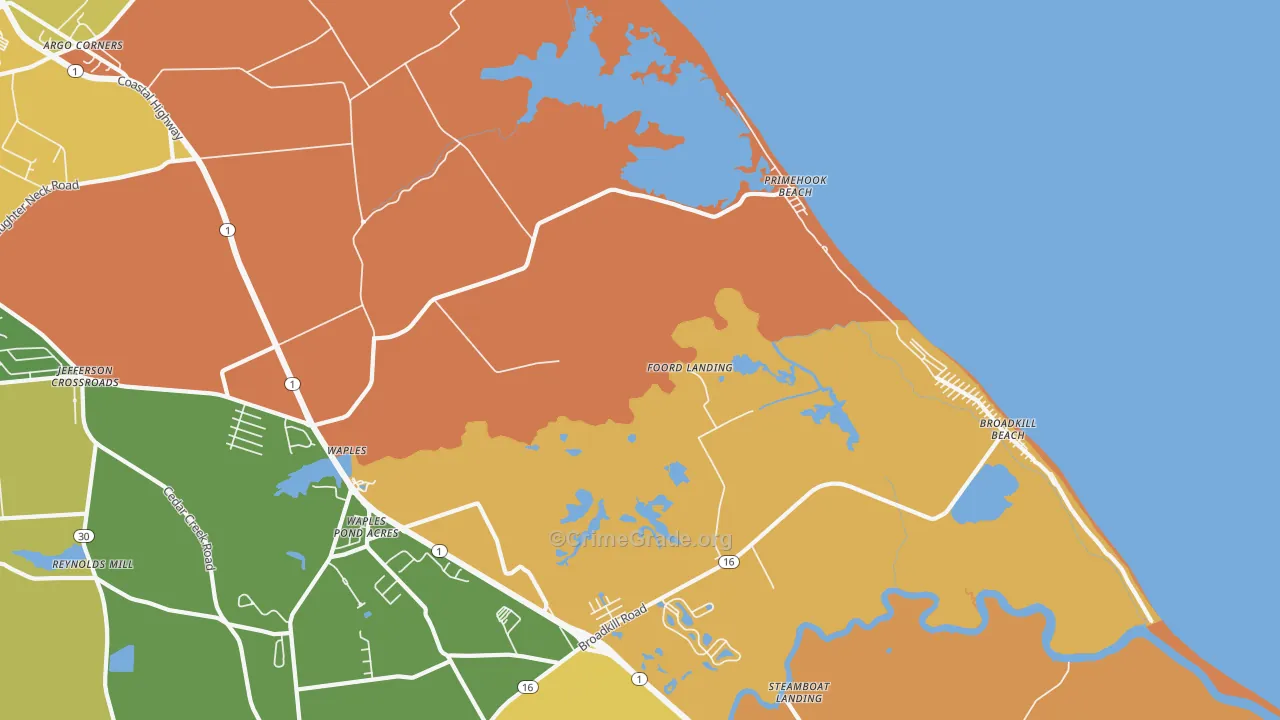 Primehook Beach, DE Map of Drug-Related Crime Rates