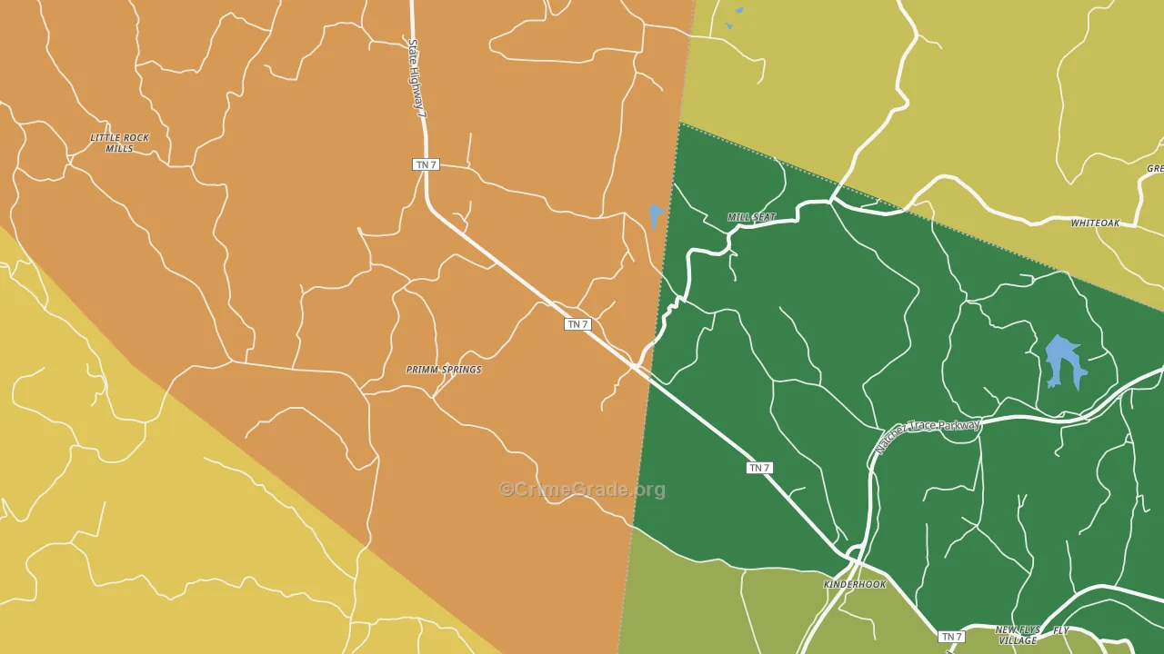 Primm Springs, TN Map of Drug-Related Crime Rates