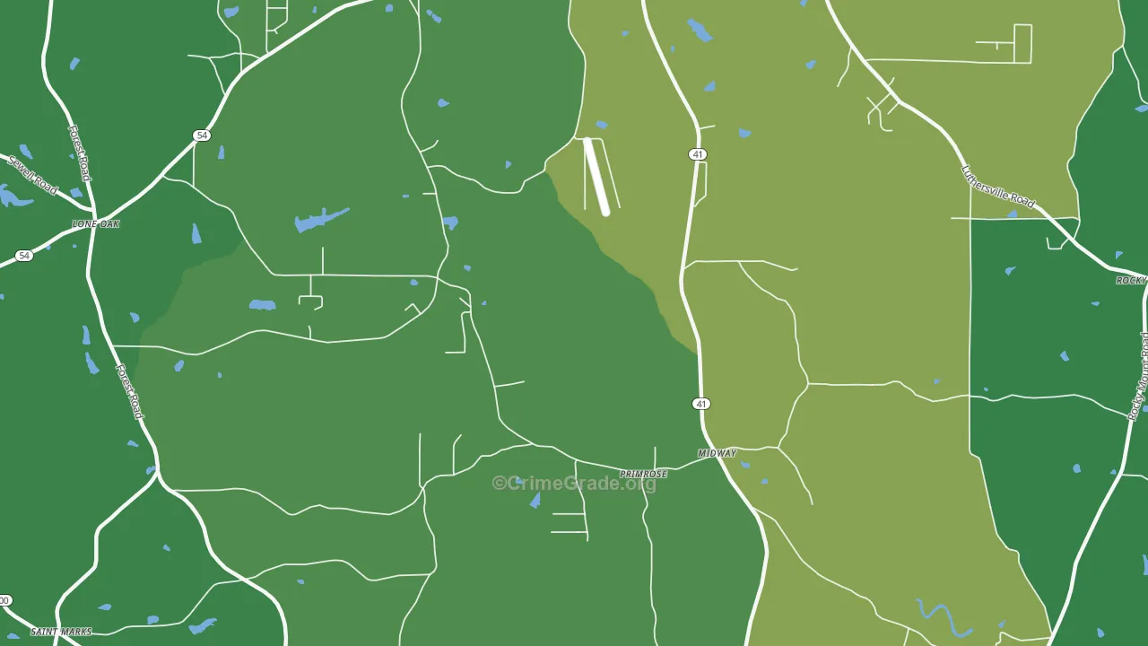Primrose, GA Map of Drug-Related Crime Rates