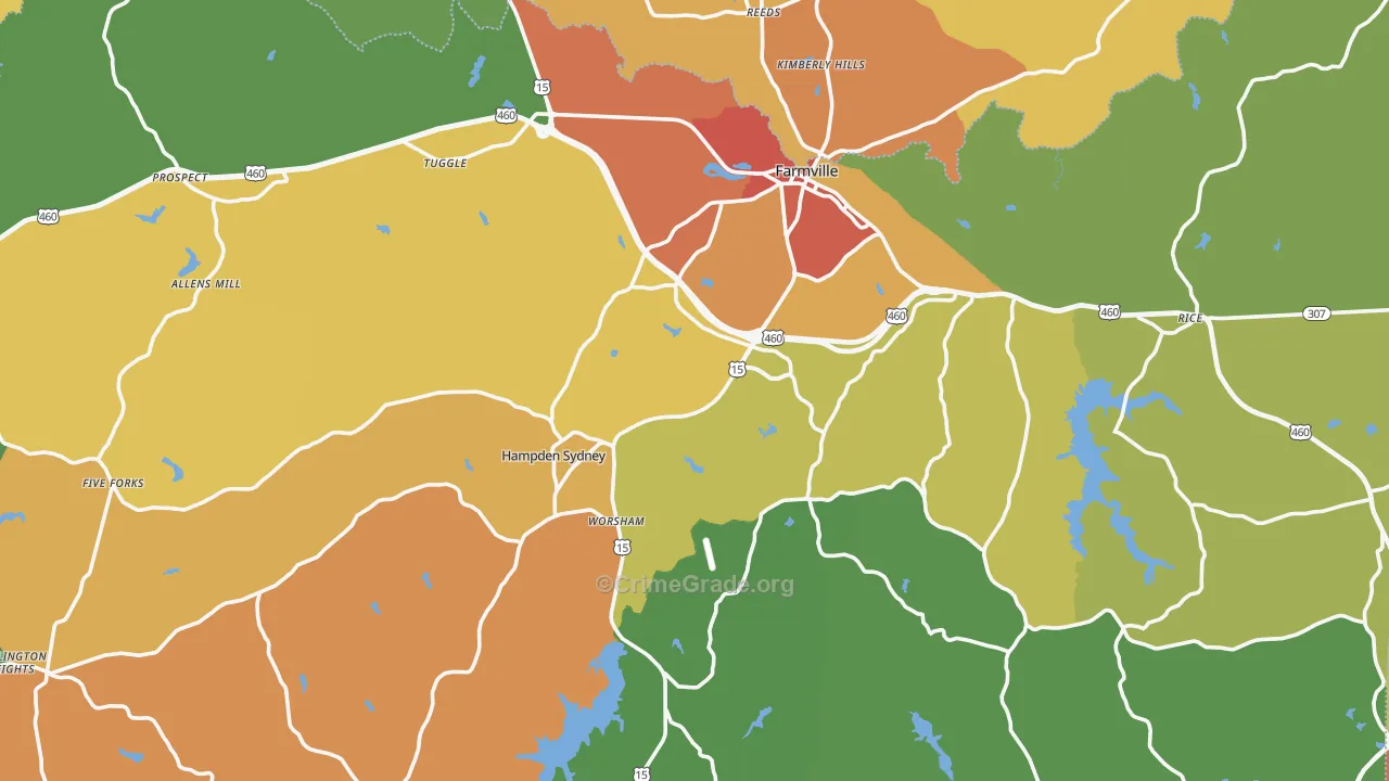 Prince Edward County, VA Map of Drug-Related Crime Rates