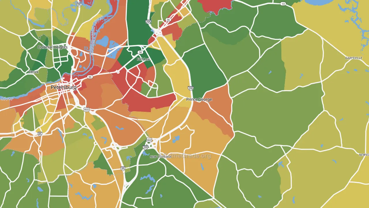 Prince George County, VA Map of Drug-Related Crime Rates