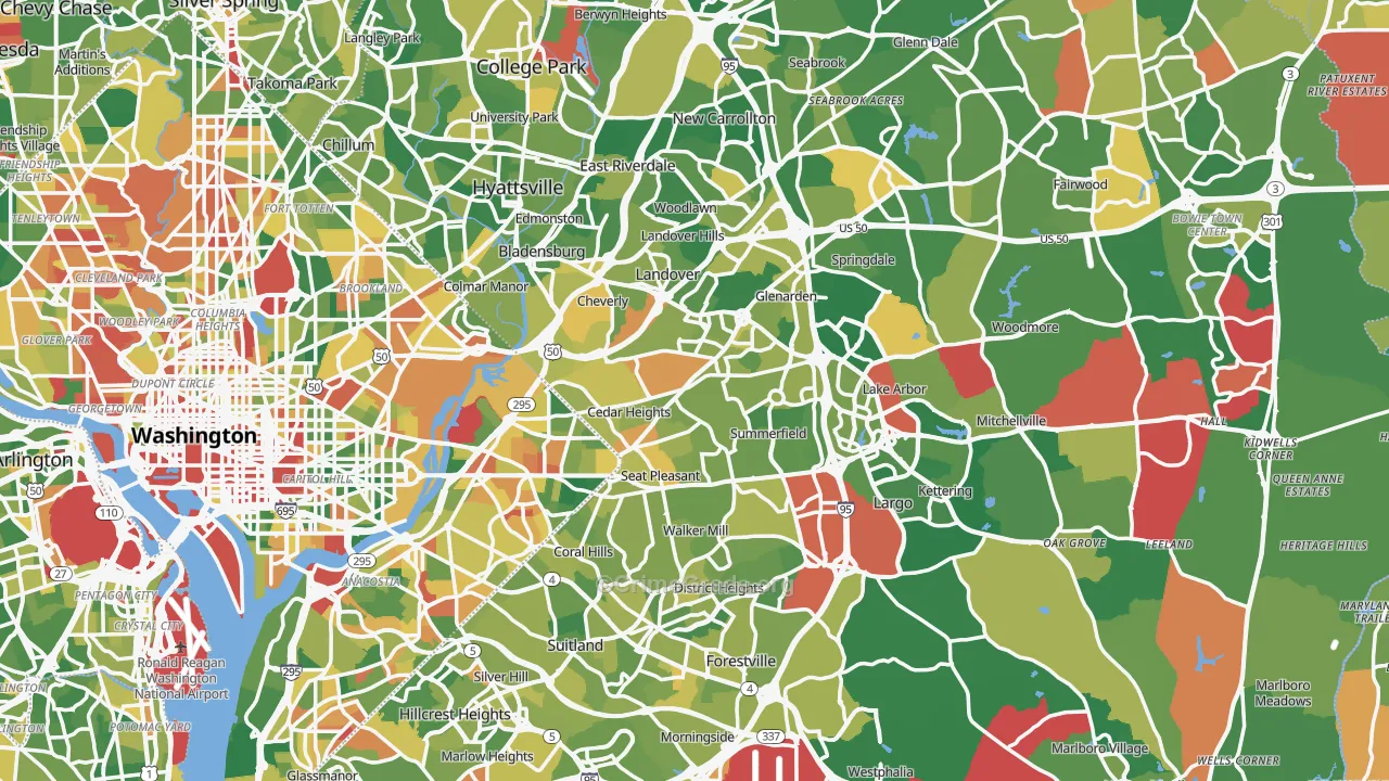 Prince George's County, MD Map of Drug-Related Crime Rates