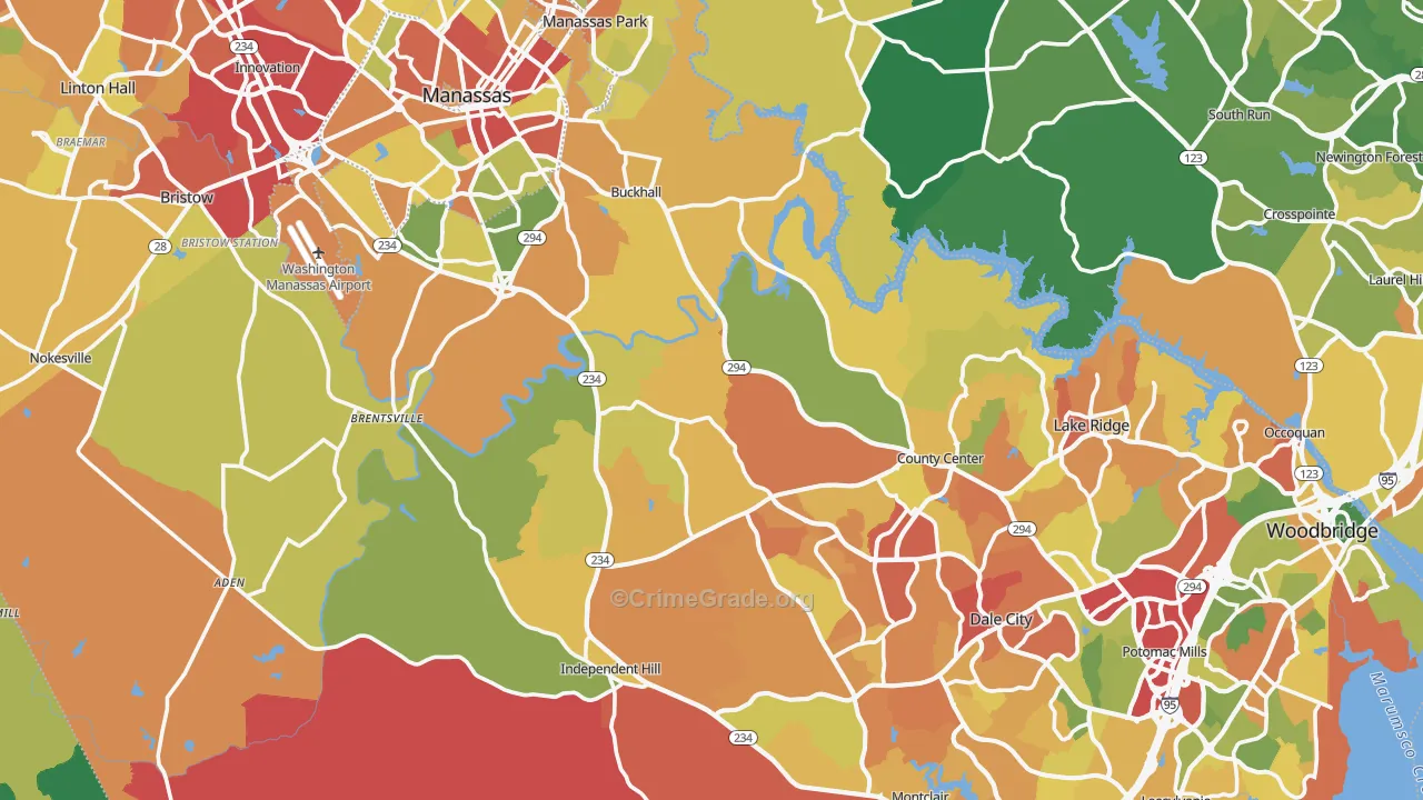 Prince William County, VA Map of Drug-Related Crime Rates