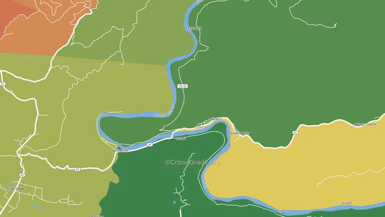 Prince, WV Map of Drug-Related Crime Rates