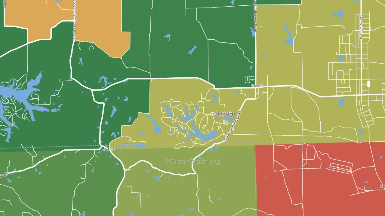Princes Lakes, IN Map of Drug-Related Crime Rates