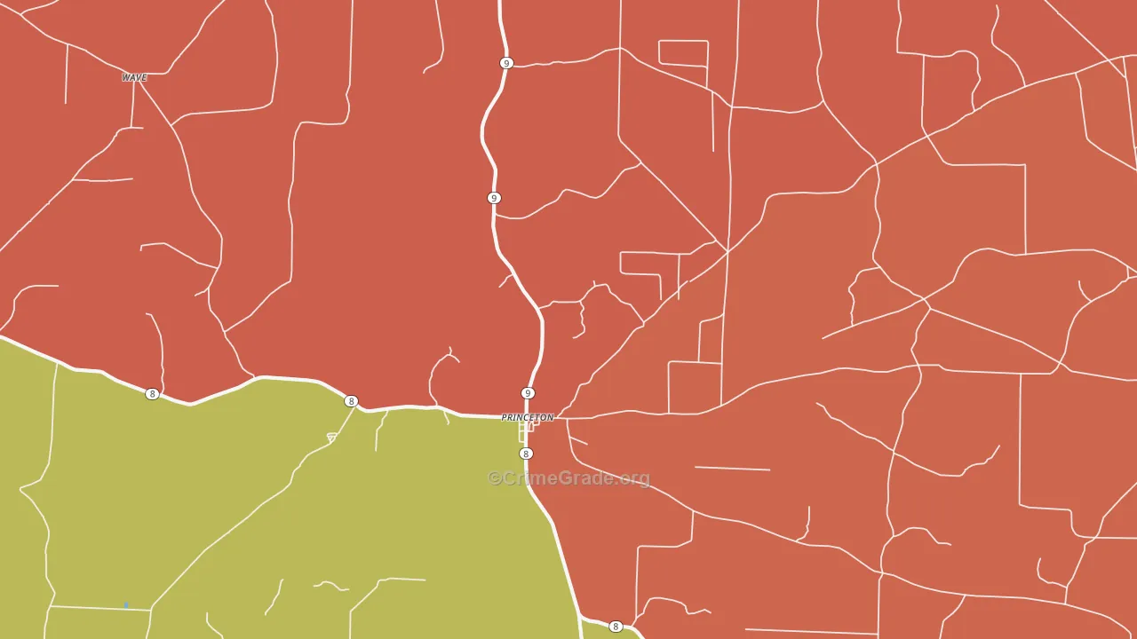 Princeton, AR Map of Drug-Related Crime Rates