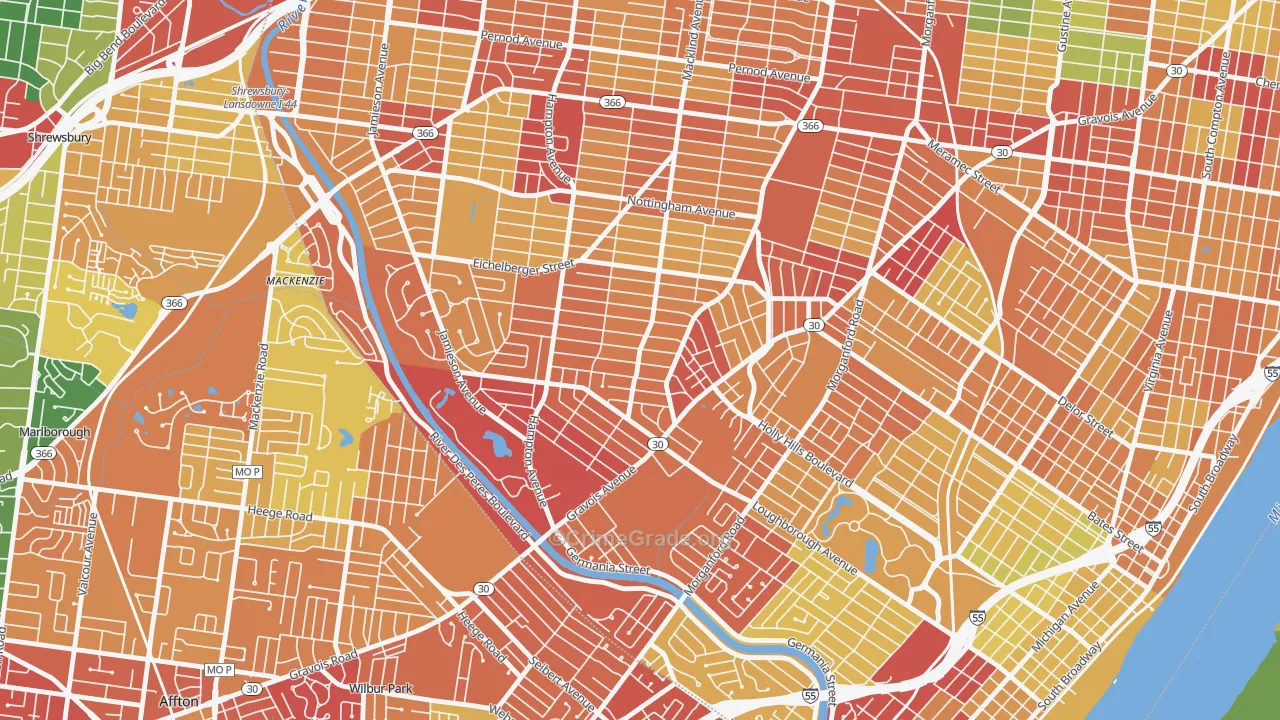 Princeton Heights, St. Louis, MO Map of Drug-Related Crime Rates