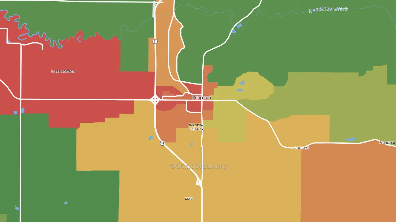Princeton, IN Map of Drug-Related Crime Rates