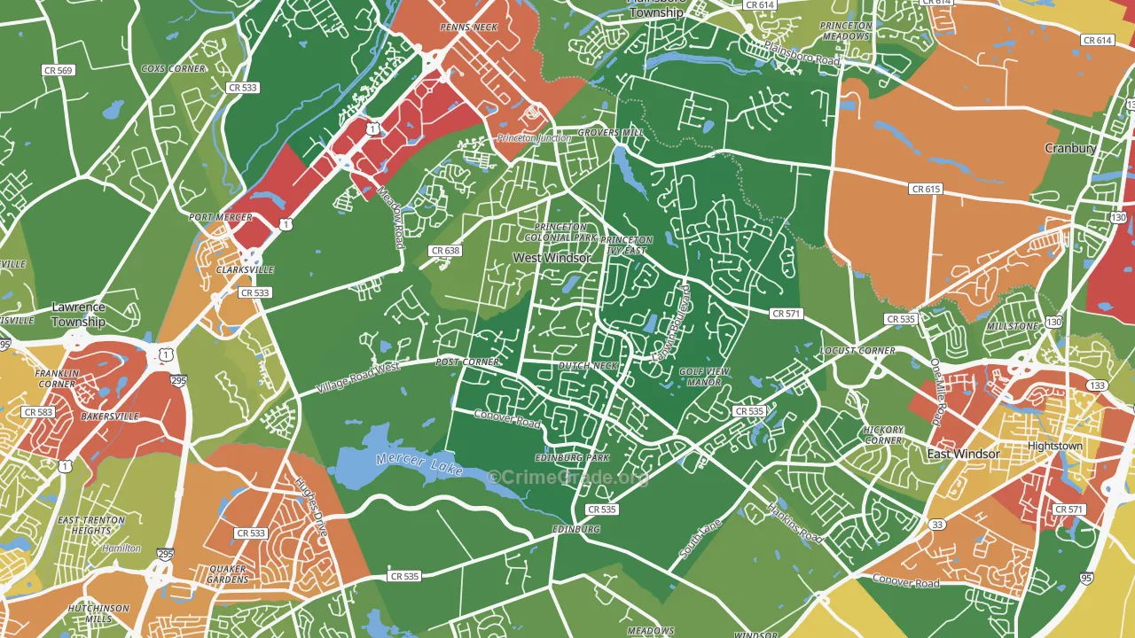Princeton Junction, NJ Map of Drug-Related Crime Rates