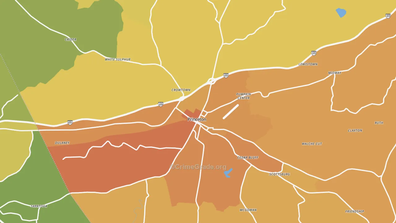 Princeton, KY Map of Drug-Related Crime Rates