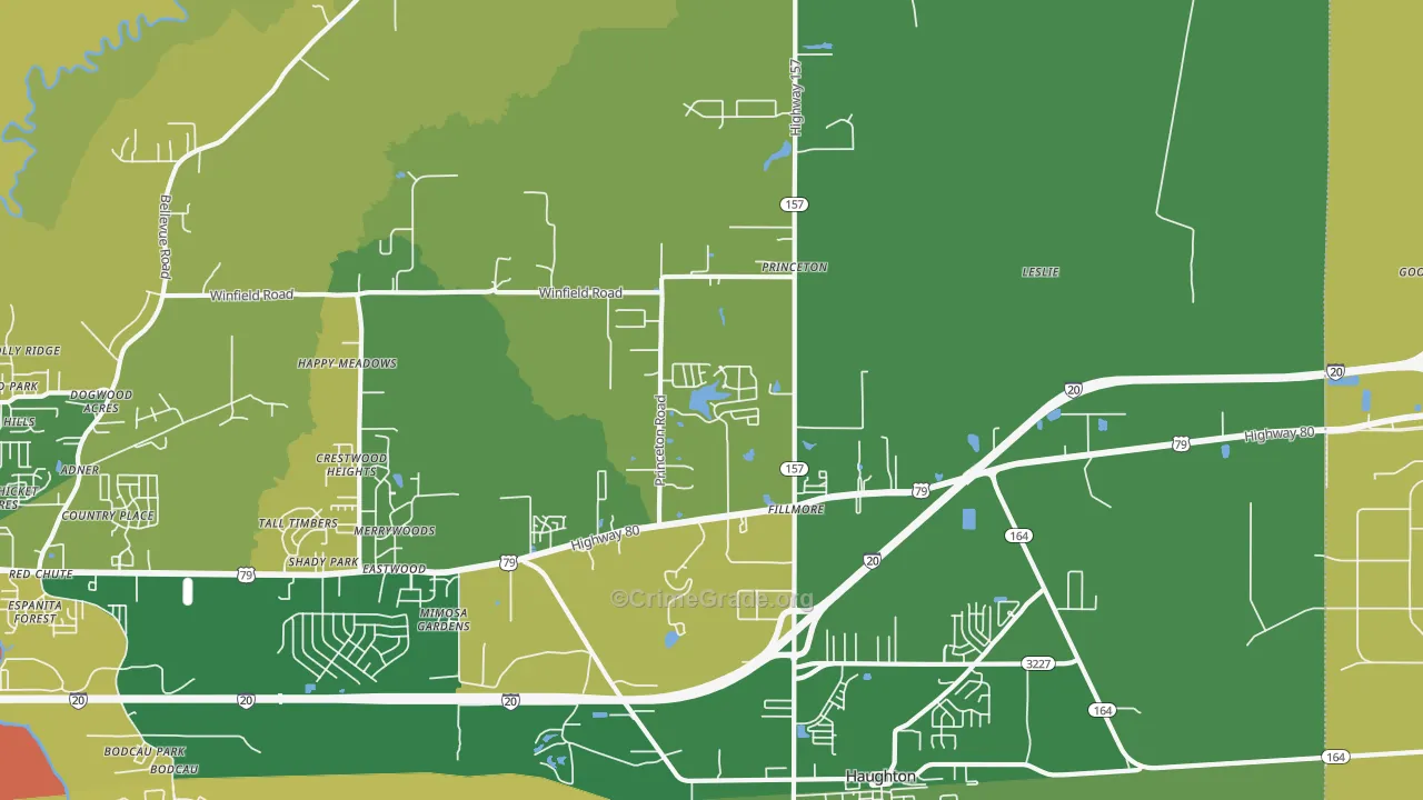 Princeton, LA Map of Drug-Related Crime Rates
