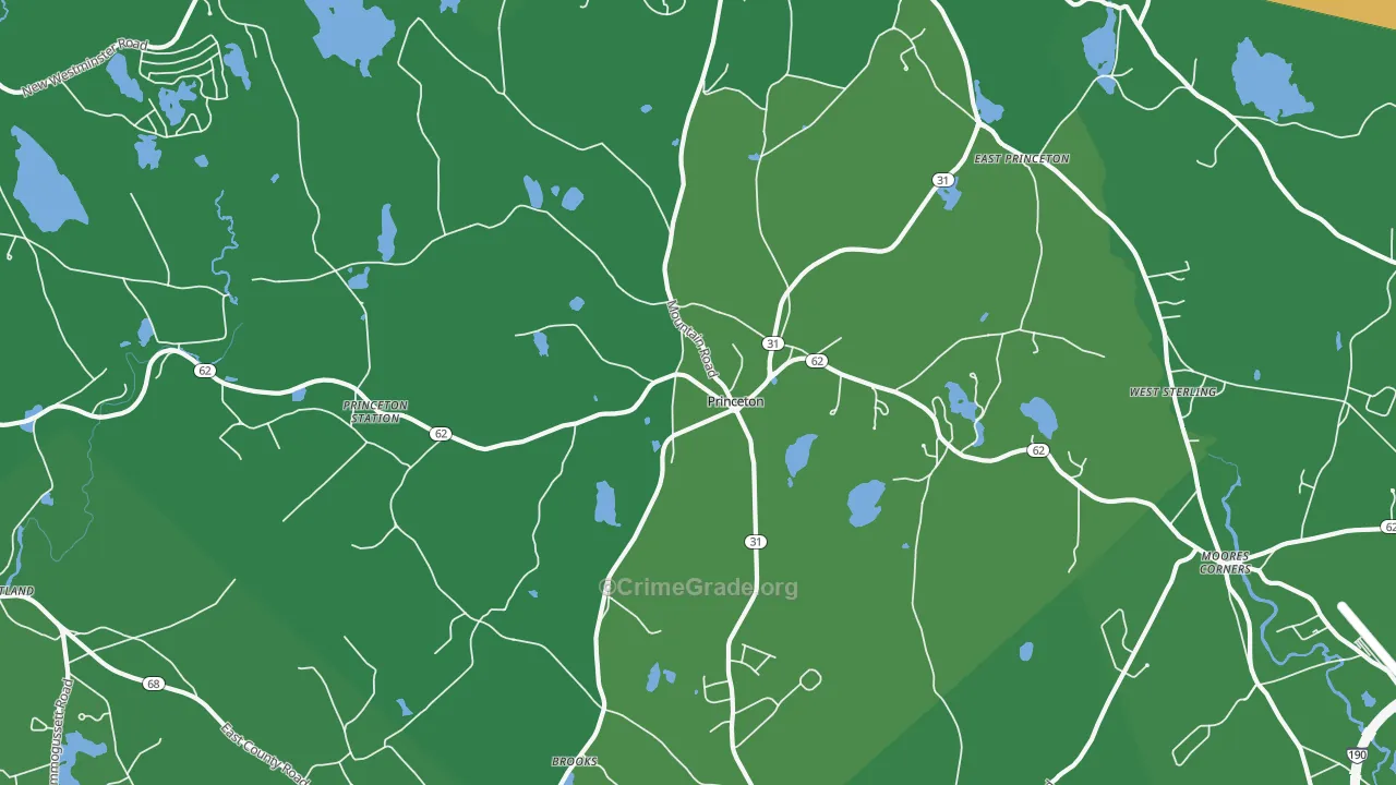 Princeton, MA Map of Drug-Related Crime Rates