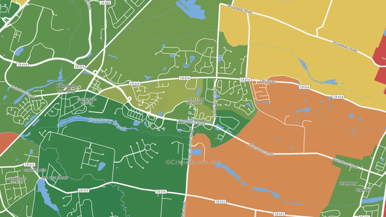 Princeton Meadows, NJ Map of Drug-Related Crime Rates