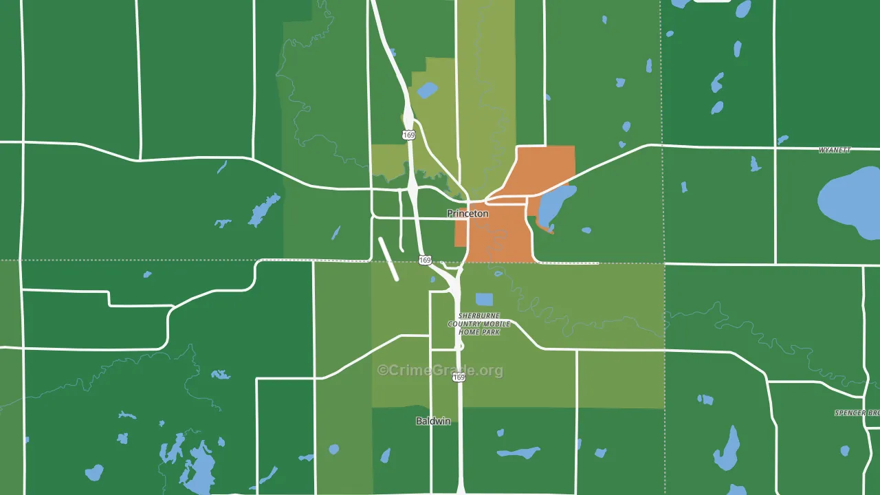 Princeton, MN Map of Drug-Related Crime Rates