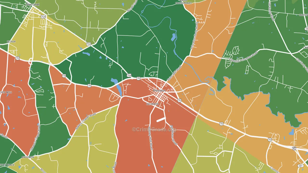 Princeton, NC Map of Drug-Related Crime Rates