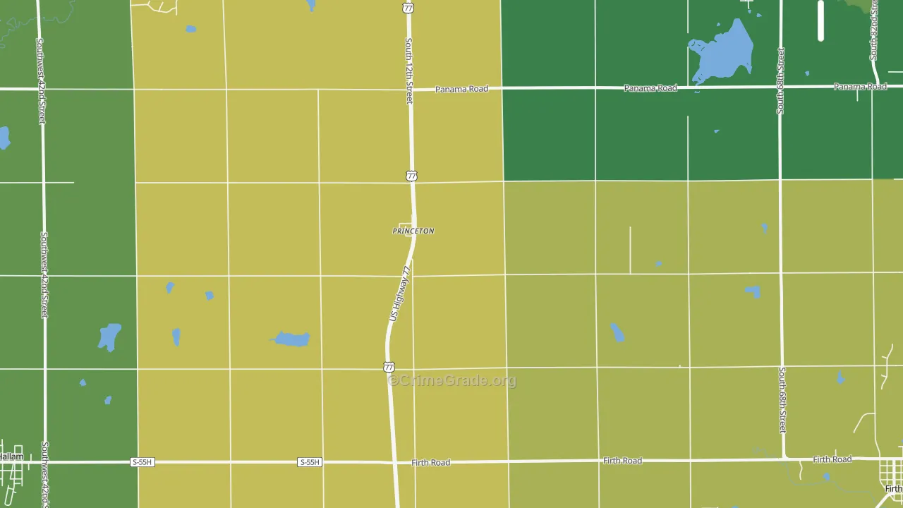 Princeton, NE Map of Drug-Related Crime Rates