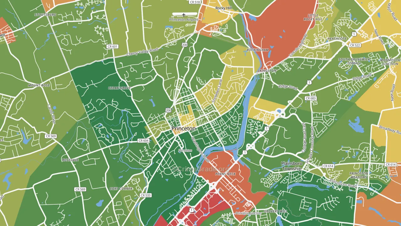 Princeton, NJ Map of Drug-Related Crime Rates